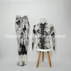 (NEW KEBAYASHOPP) ROK LILIT COUPLE BATIK ROK SET KEMEJA LENGAN PANJANG COUPLE BATIK KAIN LILIT