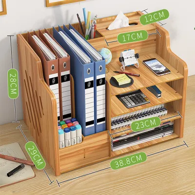 ชั้นเก็บเครื่องเขียน ชั้นเครื่องเขียน ชั้นวางเอกสารลายไม้ Desk Organizer Wooden ที่วางปากกาตั้งโต๊ะ ชั้นใส่เครื่องเขียน ของใช้ คอนโดปากกา