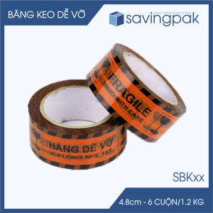 Băng keo hàng dễ vỡ khổ 4.8 cm - Băng dính niêm phong đóng hàng giá rẻ - Nhiều màu - 3 cuộn