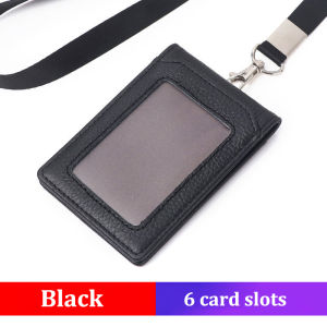 2024 uxury Business Work ID Badge Holder with Lanyard Multiple card slots staff Office Supplies Genuine Leather men and women name tag Bus Card Holders