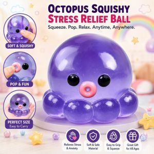 Octopus Squishy Toy TPR Stress Relief Ball Slow Rebound Bubble Pop Texture Tear Resistant 6cm