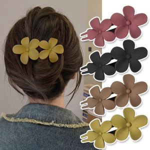 Kẹp tóc hai bông hoa lớn phía sau đầu kẹp tóc thú mỏ vịt Phụ kiện tóc buộc tóc đuôi ngựa khí chất Kẹp tóc càng cua
