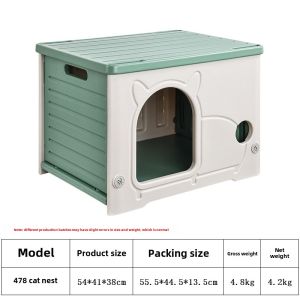 Teeker Pet Plastic Cat House Outdoor Durable Waterproof Feral Cat Bed Sturdy Cat Shelter Stackable Assemble Easily Dog Sleeping Bed Easy to Clean