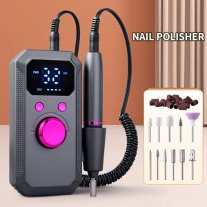 NOBLELYN 32 tốc độ Máy mài đánh bóng móng tay điện Màn hình LED Có thể sạc lại Máy mài móng tay Chuyên nghiệp Đa chức năng Máy mài móng điện Dụng cụ làm móng