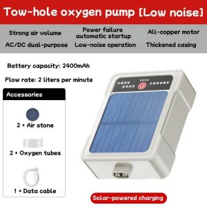 Solar Oxygen Pump Portable Fish Tank Outdoor Fishing Farm Oxygenator Quiet USB Rechargeable High Power 增氧机