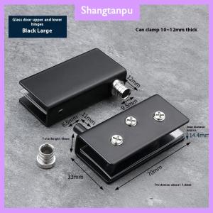 [shangtanpu] 2Pcs Glass Pivot Hinge Rotation Axis Stainless Steel Wine Cabinet Door Rotating Hinges Clamp Clip Shaft Hidden Hinge Hardware
