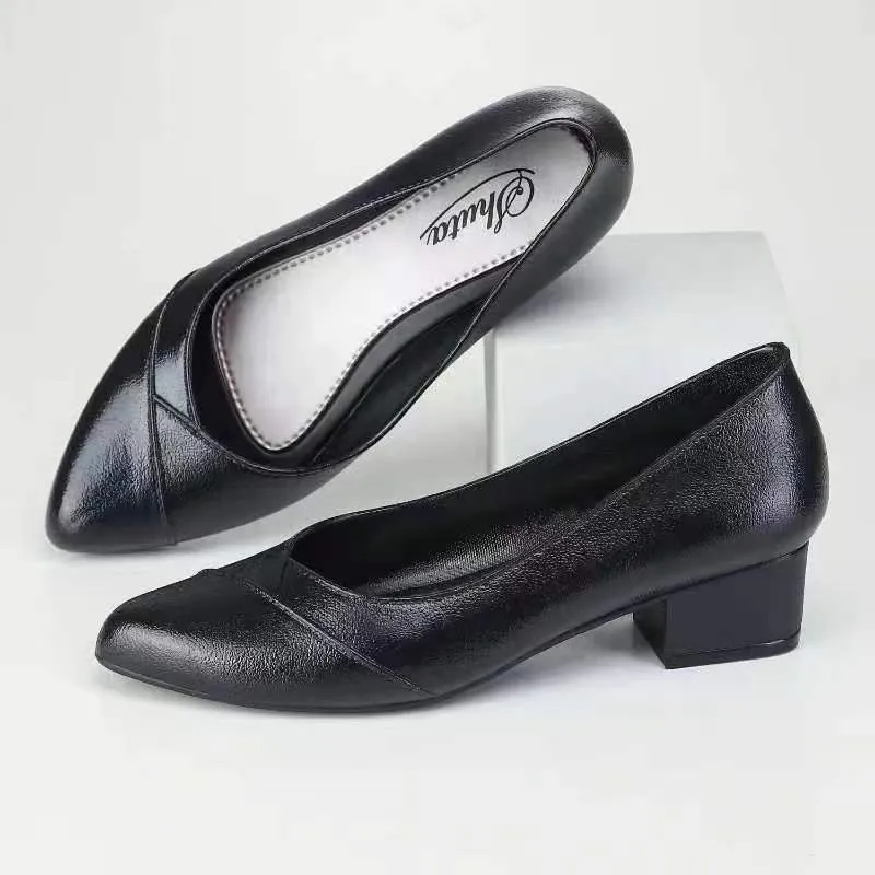 Black pointed 2024 school shoes