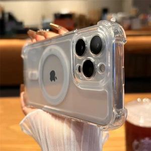 Shockproof Transparent Phone Case For iPhone 16 15 14 13 11 12 Pro Max Plus For Magsafe Wireless Charger Acrylic Cover