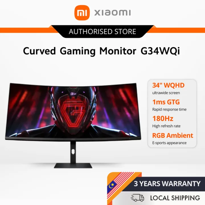 Xiaomi Curved Gaming Monitor G34WQi 2026 - 34" High Refresh Rate 180Hz | 1500R golden curvature | RGB Ambient light
