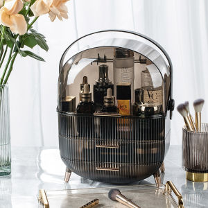 HKStorage Light luxury perspective cosmetic storage box cross-border large-capacity desktop dust-proof skin care cosmetic box