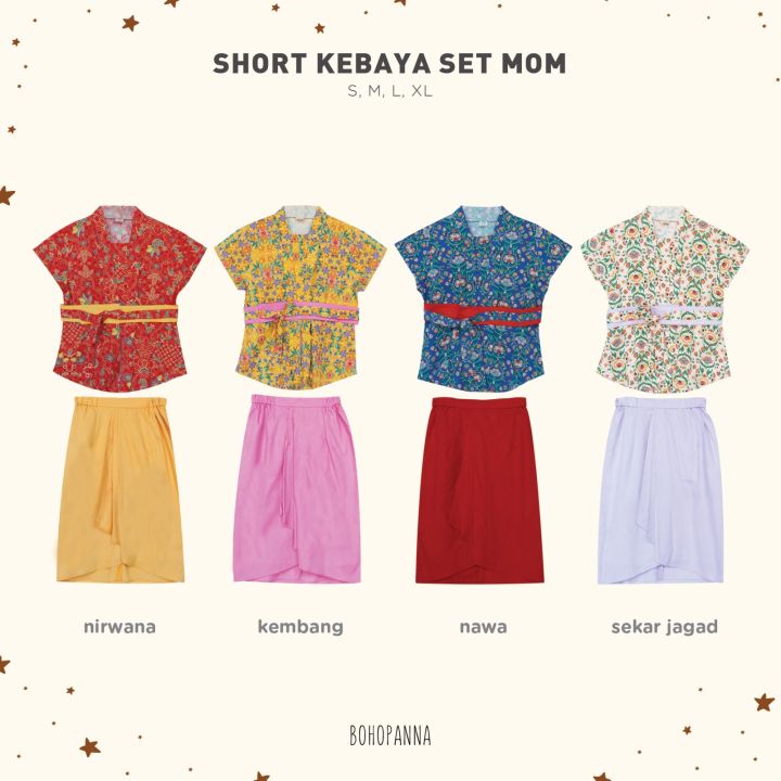 BOHOPANNA SHORT KEBAYA SET ADULT IBU MAMA BATIK Kebaya