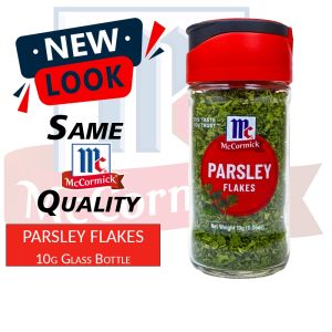 McCormick Parsley Flakes 10g Glass Bottle - Red cap - Green flakes - New look - Same quality