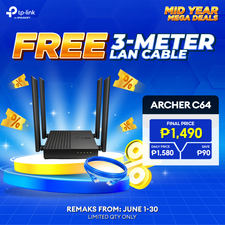 TP-Link Archer C64 AC1200 Dual-Band 5GHz 867 Mbps 2.4GHz 400 Mbps Beamforming Wireless MU-MIMO Wi-Fi Router | Wifi Router | Dual Band Wifi Router | Access Point | TPLink | TP Link