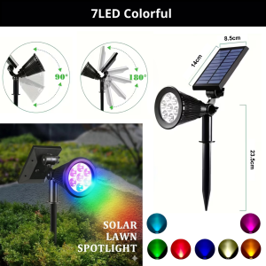 GetGadget⚙ Solar Lawn Spotlight Lamp Outdoor Garden Lamp Ground Plug 7/18 LED Solar Spotlight Outdoor Lawn Lamp 1200mAh Lawn Landscape & Garden