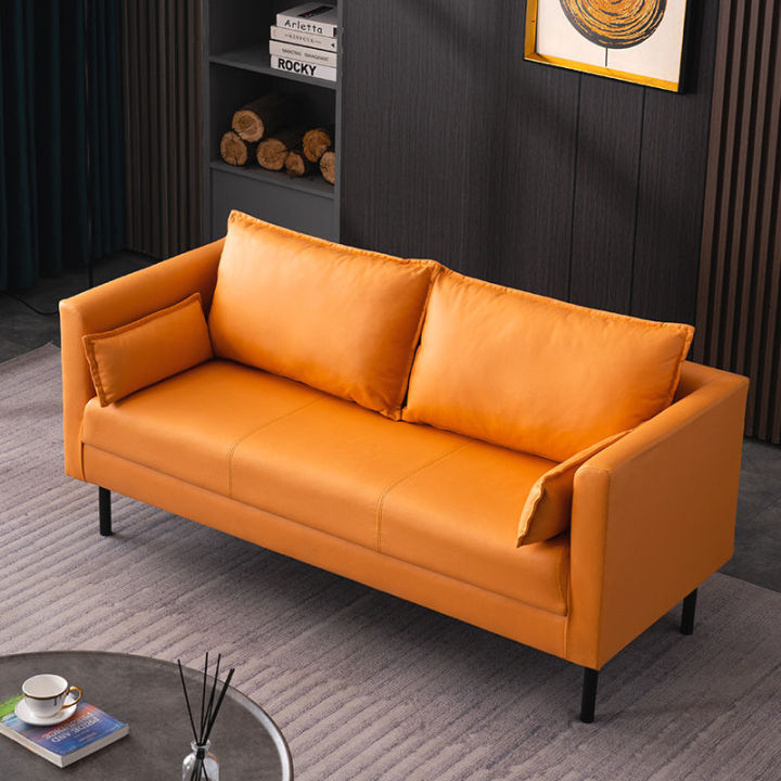 Sofa Small Apartment Faux Leather Small Sofa Double ThreePerson Living Room Modern Simple