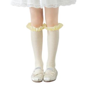 เสื้อลูกไม้ลายตารางหมากรุกแฟชั่นสำหรับเด็กผู้หญิงนุ่มและระบายอากาศได้ดีถุงน่องถุงเท้าคอตตอนลำลอง