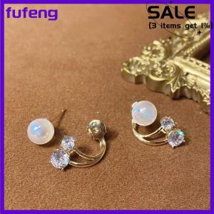 fufeng 1 Cặp Bông Tai Cho Phụ Nữ Kim Ngọc Trai Bông Tai Đồ Trang Sức Phụ Nữ Hai Mục Đích Bông Tai Của Cô Gái Sinh Nhật Giáng Sinh Quà Tặng Năm Mới