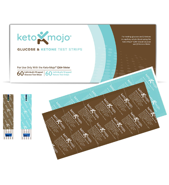KETOMOJO Test Strip Combo Pack for Use ONLY with The New GK+ Meter 60 Blood Glucose + 60