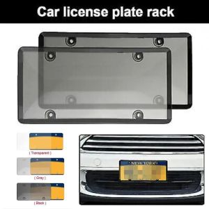 TKC28 2Pcs Universal American Car License Plate Frame Transparent Waterproof License Plate Tag Shield Cover License Plate Protector 6Inchx12inch Car License Plate Rack For Truck Vehicles Auto