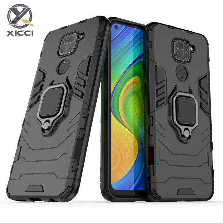 XICCI for Xiaomi Redmi Note Case, Silicone TPU and Hard PC Luxury Armor  Shockproof Metal Ring Holder Cover Phone Casing