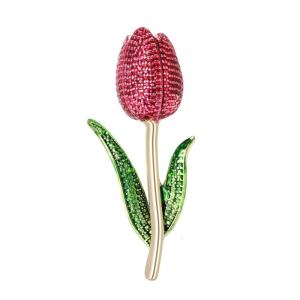 Artistic Tulips Shaped Enamel Brooch With Stylish Alloy Construction Flower Shaped Pin For Shawls Bags And Coat
