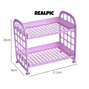 PROMO (BISA COD) RAK SUSUN PLASTIK 2 TINGKAT Mini Serbaguna - Rak Meja Multifungsi