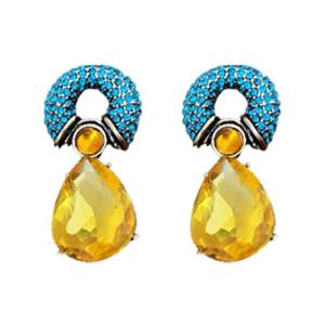 Stylish Alloy Studs Earrings With Sparkling Rhinestones In A Unique Circle And Teardrop Pattern For Various Occasions