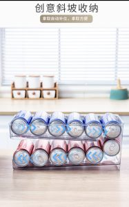 Beer Cola Can drinks refrigerator storage box transparent double-layer rolling beverage storage box easy-to-use can storage rack for home.
