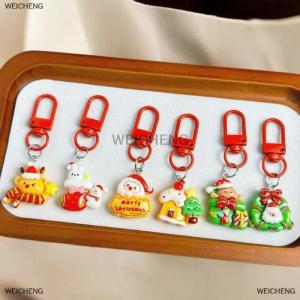 [COD] WEICHENG 1 6Pcs Cartoon Santa Claus Series Pendant Keychain Cute Student Backpack Pendant Accessory Christmas Party Small Gifts