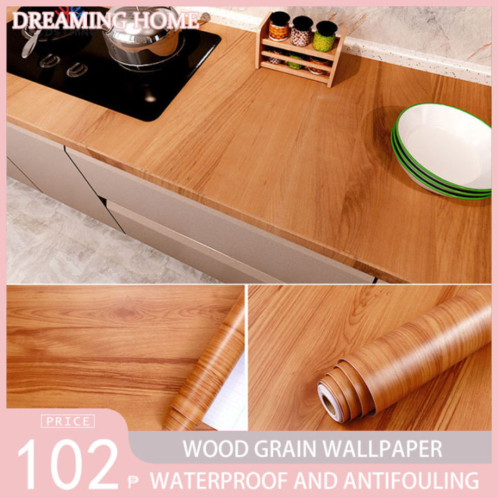 Wallpaper 10M*45CM wood grain pattern PVC selfadhesive waterproof