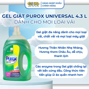 [MUA 1 TẶNG 1] Gel Giặt Đa Năng PUROX 4.3L công thức đậm đặc đánh bay vết bẩn hiệu quả nhập Đức chính hãng