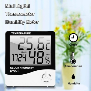 Taffware alat ukur Termometer Suhu kelembapan Ruangan digital Jam alarm Kalendar Humidity HTC 1