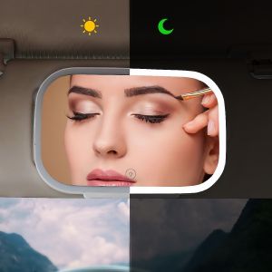 Car Sun Visor LED Mirror Anti-Glare Night Vision UV Protection with 3-Tone Lighting Modes Portable