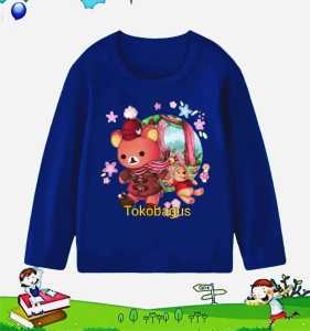 Kaos lengan panjang anak usia 1-12 tahun bear bunga gambar DTF printing