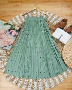 Cod Rok plisket terbaru kualitas tebal Polkadot Kotak all size fit M-XXL