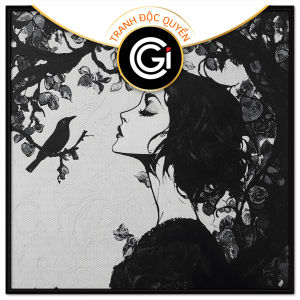 Tranh chân dung đen trắng nghệ thuật. Tranh treo tường dán tường sơn dầu canvas CGI-1632