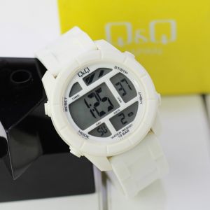 Jam tangan pria/wanita Q&Q M123 tali rubber/silicon bulat digital original