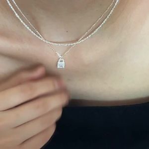 Viviann original zircon lock head pendant 925 silver non fading charm necklace collar chain lock head necklace vintage elegant geometric pendant jewelry European American