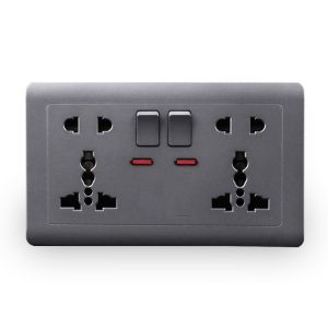 LUXEMO Universal International Wall Socket 13A Standard Global Power Socket Switch Black Electrical Wall Outlet EU Plug