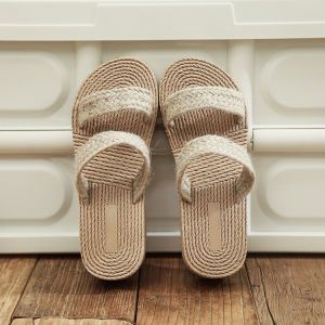 [Free Shipping] New Summer Beach Sandals For Women Featuring An Ethnic Style Braided Rope Design And A Two-Strap Wedge-Heel Design For Outdoor Wear