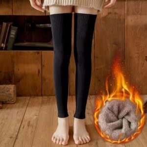 Autumn Winter Cotton Knitted Leg Warmers for Women Thermal Over Knee Socks Windproof Thick Long Sock Non Slip Warm Knee Stocking