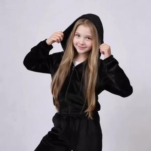 Spring Autumn Kid Girl Velvet Tracksuit Set Zipper Hoodie 2pcs Toddler Outfits Children Girls Sweatsuit with Baby Coat And Pants