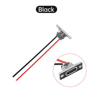diymore 2 Pin USB Jack Charging Data Port Type C Waterproof Charging Port 2P Female Chassis Connector with Fixing Plate with Cable Connector Small Electrica
