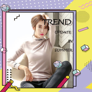 QXshop เสื้อยืดแขนยาวคอเต่าสกรีนตัวอักษรภาษาอังกฤษ ตรงคอเสื้อกับแขนเสื้อ สีพื้น สวมใส่นุ่มสบาย ใส่รับลมหนาว เก๋สุดๆ