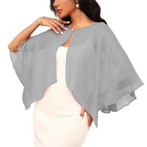 Elegant Bridal Shoulder Wrap Chiffon Fabric UPF30+ Protection Sheer Cover for Weddings Rehearsal Dinners Formal Event