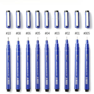 9Pcs ข้อมูลจำเพาะชุดปากกาเข็มสีดำปากกาวาดภาพวาดด้วยมือนักเรียนศิลปะการออกแบบการ์ตูนวาดเส้น Waterborne Fineliner
