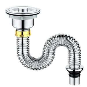 Kitchen Thickened 304 stainless steel drain pipe fittingssingle sink drainage pipe anti-odorpreventing odor Tahan lama