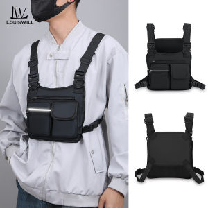 LouisWill Mens Chest Bag Cycling Vest Bag Outdoor Hiking Bag Waterproof Phone Bag Multifunctional Travel Shoulder Bag Lightweight Sports Fitness Backpack Casual Bag