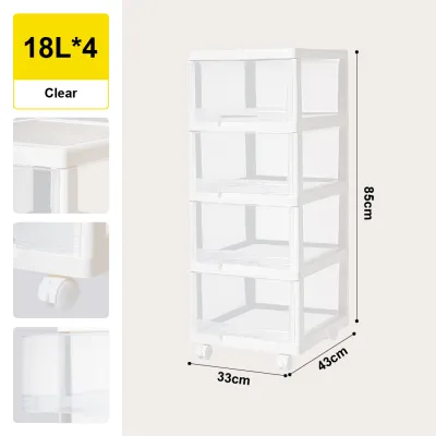 Citylife 72L 4Tier Storage Drawer Cabinet Movable Drawer Cabinet With Wheels Space Saving