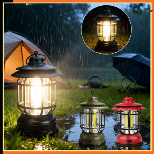 Retro LED Camping Light Rechargeable Outdoor Camping Hanging Lamp Khemah Gantung Light